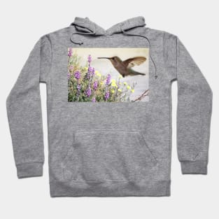 Hummingbird and Wildflowers Fine Art Hoodie